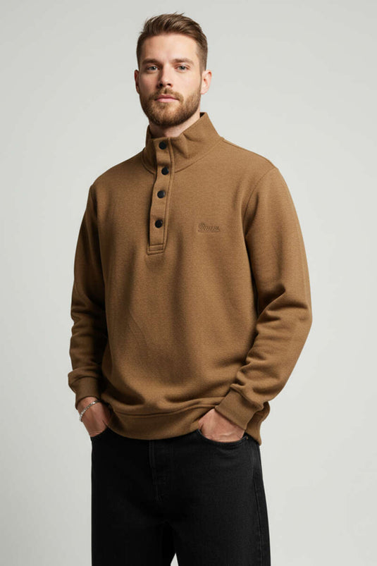 Sweat-shirt Thessaloniki pour homme, à boutons-pression, couleur beige