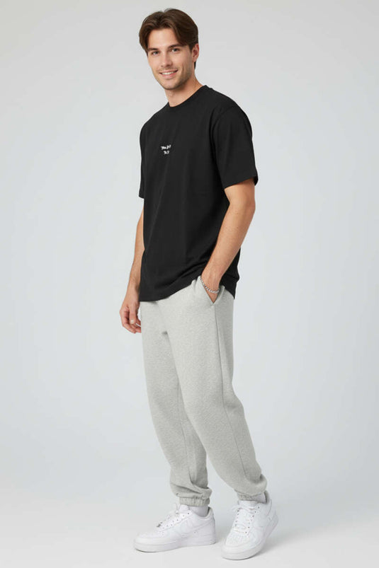 Collar Injection Printed Men's T-shirt Black