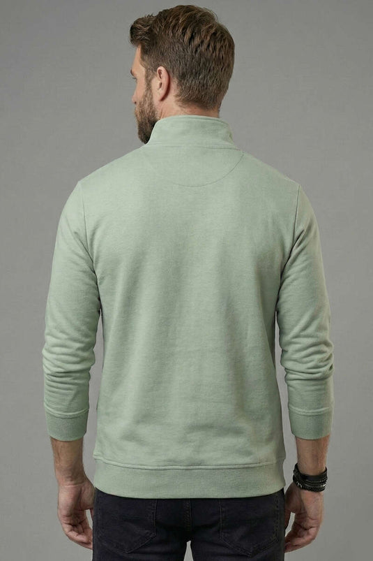 Sweat-shirt pour homme à deux fils avec fermeture éclair Yaka Vert