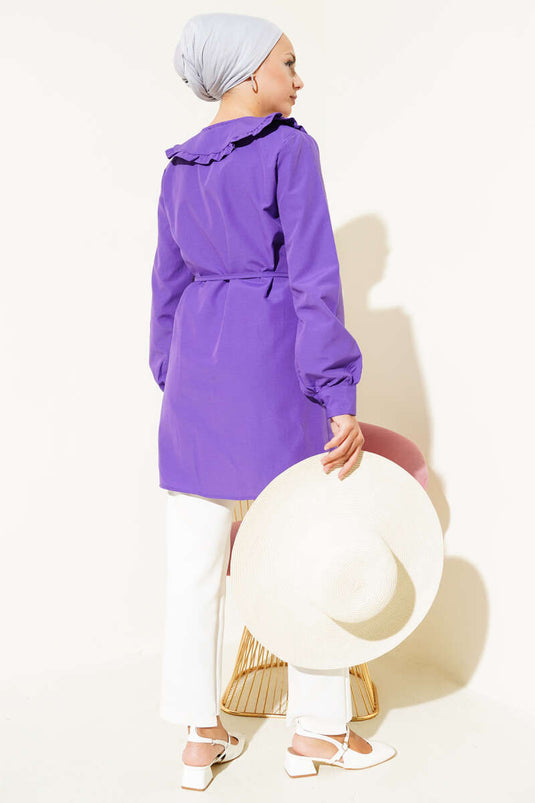 Tuniek met ruches en strik, paars