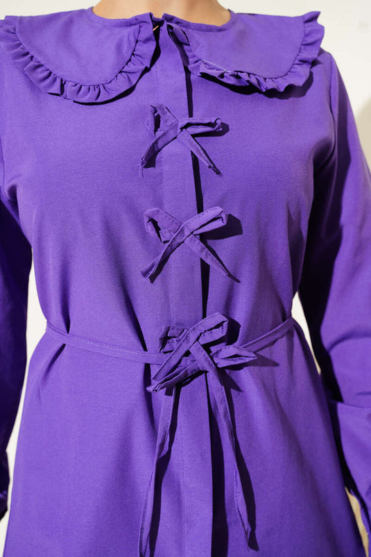 Tuniek met ruches en strik, paars