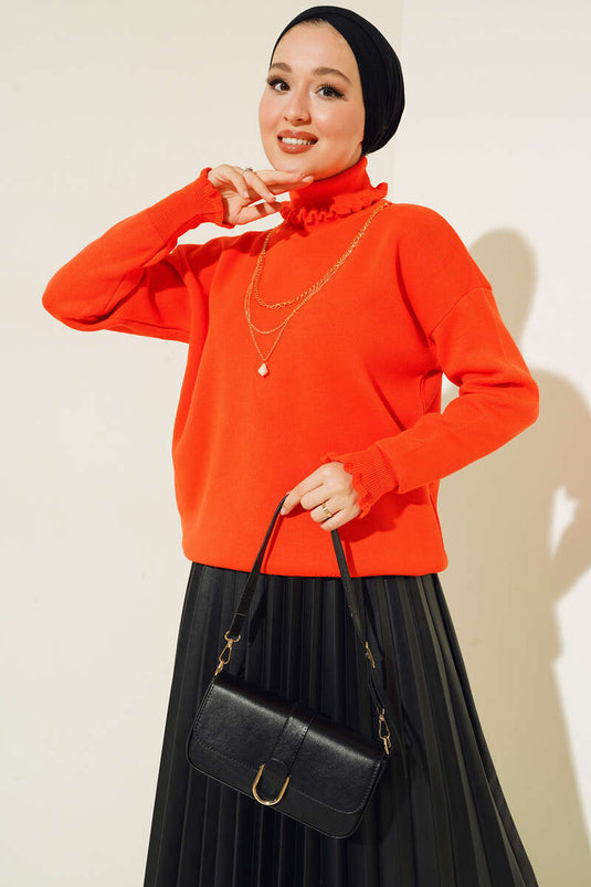 Collar Collar Con Volantes Prendas De Punto Jersey Naranja