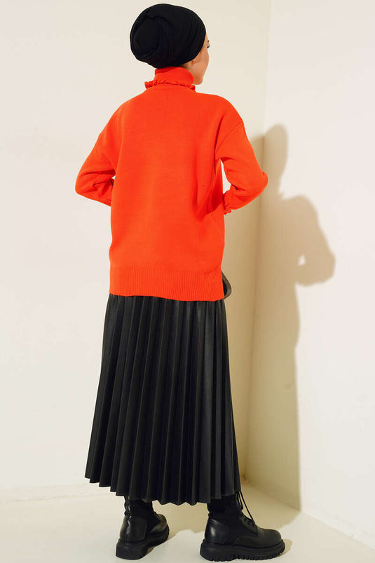 Collar Collar Con Volantes Prendas De Punto Jersey Naranja