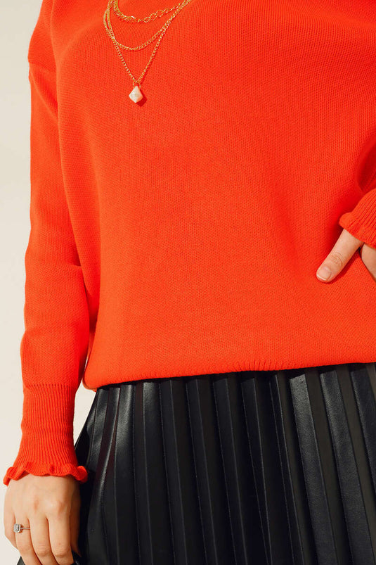 Collar Collar Con Volantes Prendas De Punto Jersey Naranja