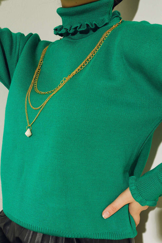 Collar Collar Con Volantes Prendas De Punto Jersey Verde