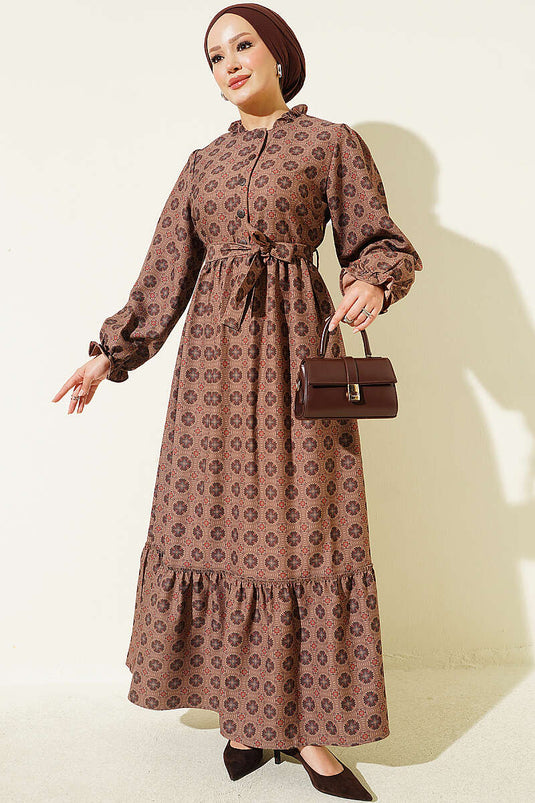 Robe Ethnique À Volants Haki