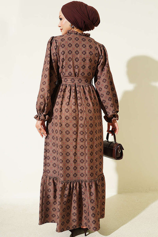 Robe Ethnique À Volants Haki