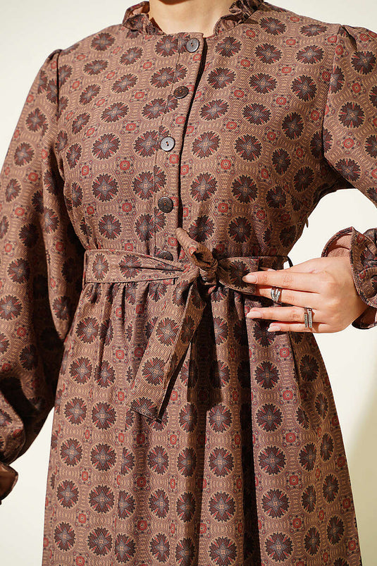 Robe Ethnique À Volants Haki