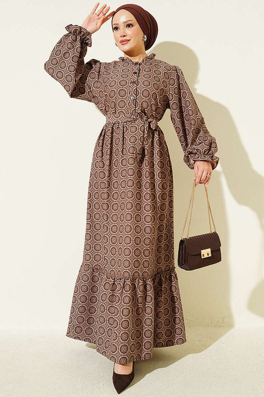 Vestido Boho Con Volantes Color Latte