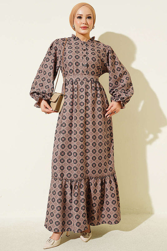 Robe Bohème Rose Froncée