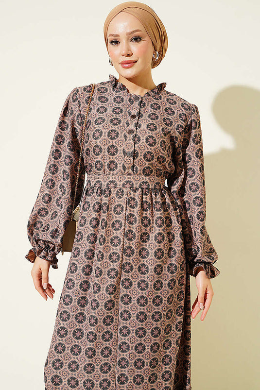 Robe Bohème Rose Froncée