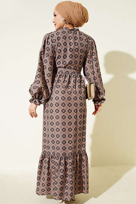 Robe Bohème Rose Froncée