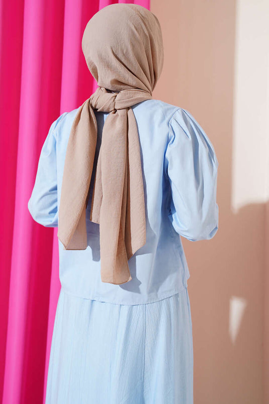 Yaka Fiyonk Aksesuarlı Bluz Bebe Mavi