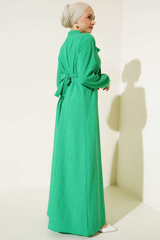 Robe Col Foulard Ceinturée Vert