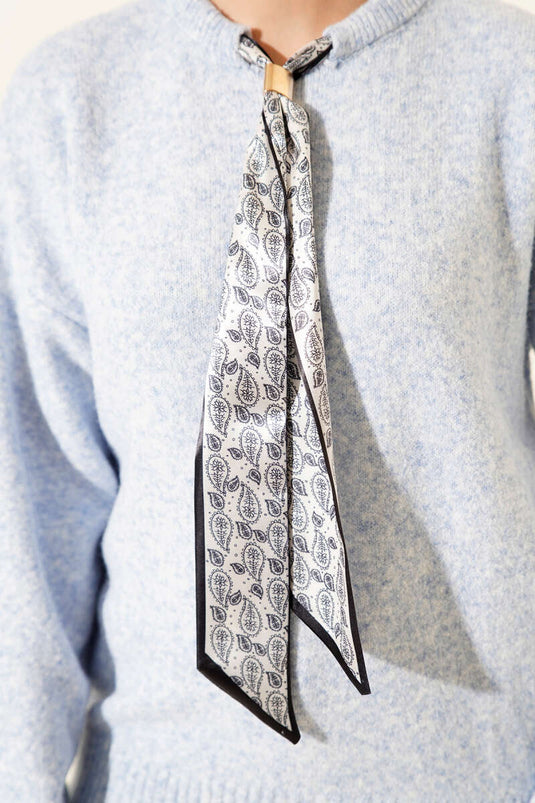 Yaka Fularlı Triko Kazak Bebe Mavi