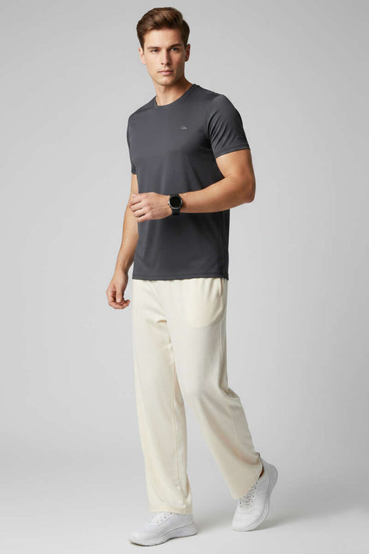 Yaka Logolu Erkek Sporcu T-shirt Füme