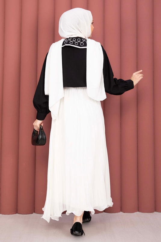 Chemisier à broderie Yaka, style sur jupe, noir