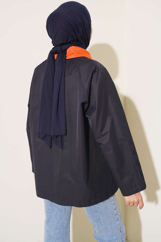 Veste À Col Zippé Marine