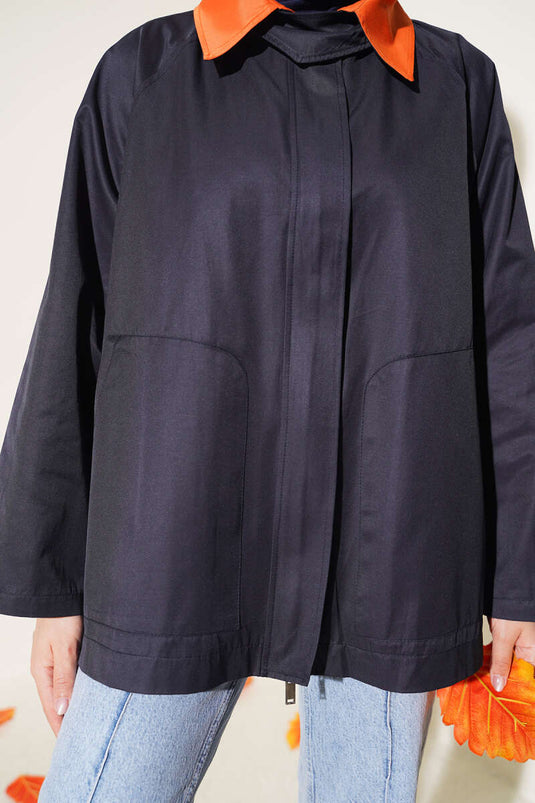 Veste À Col Zippé Marine