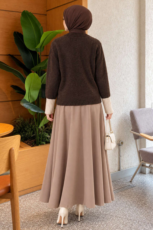 Brown Embellished Heart Pattern Knit Cardigan