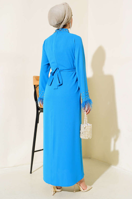 Robe Pierre Col et Revers Bleu