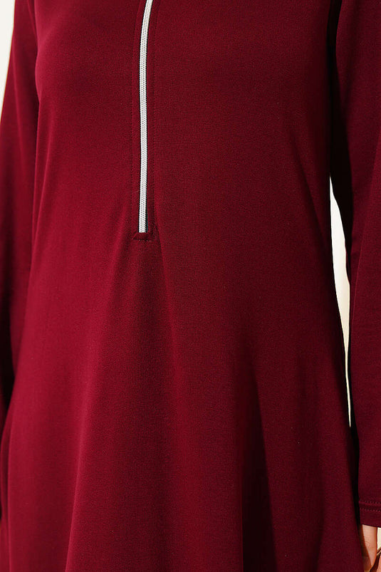 Yaka Half-Zip Loyşa Dress Burgundy