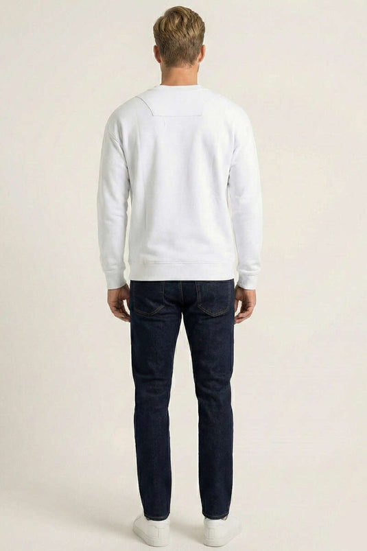 Sweat-shirt pour homme Yaka Yazılı blanc
