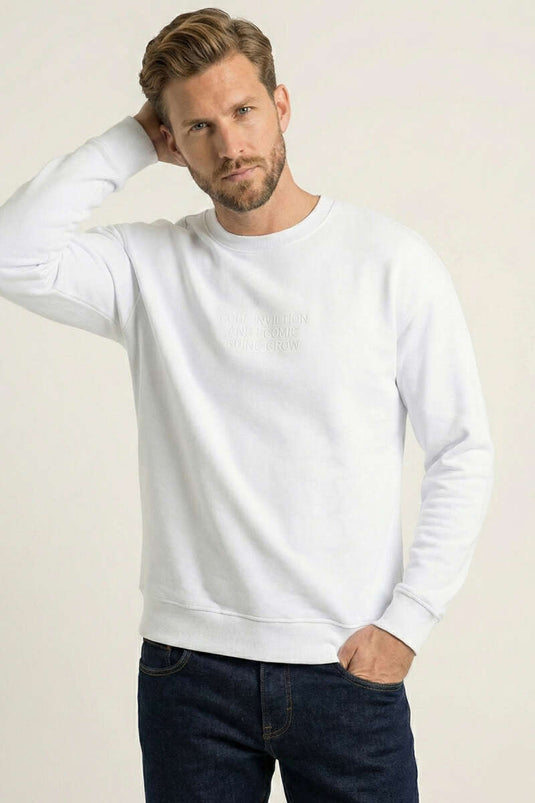 Sweat-shirt pour homme Yaka Yazılı blanc