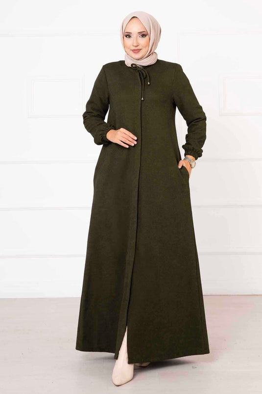 Spitzenkragen Hijab Abaya Khaki