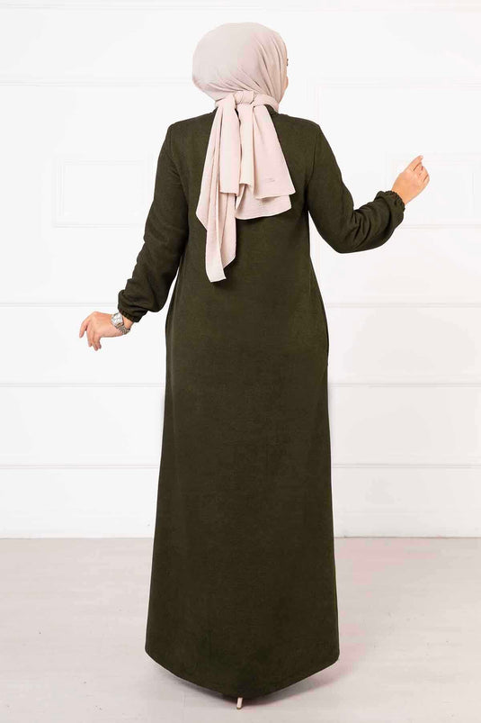 Spitzenkragen Hijab Abaya Khaki