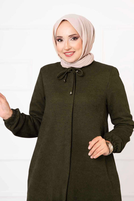 Spitzenkragen Hijab Abaya Khaki