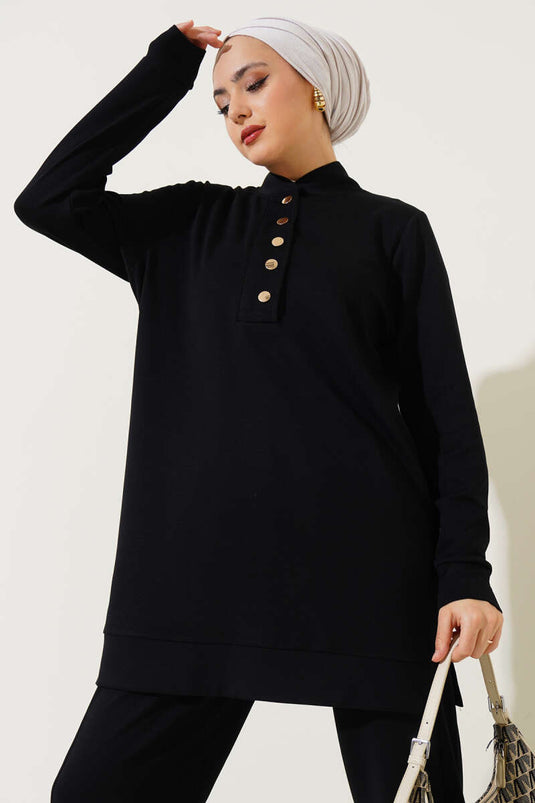 Ensemble deux pièces noir à col pressionné