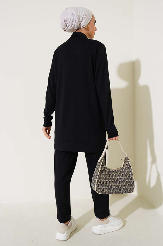 Ensemble deux pièces noir à col pressionné