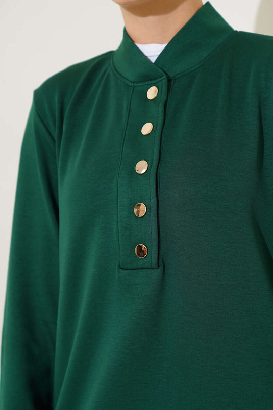 بدلة من قطعتين بياقة كبس زمردية