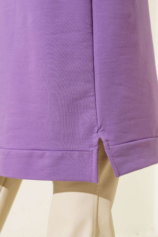 Sweat Long Col Zippé Lilas