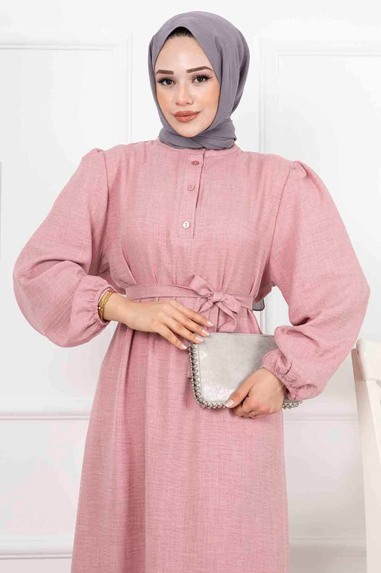 Robe Hijab Longue à Volants Poudre