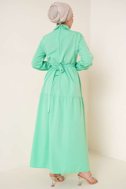 Robe Ornée De Pierres Colorées Vert