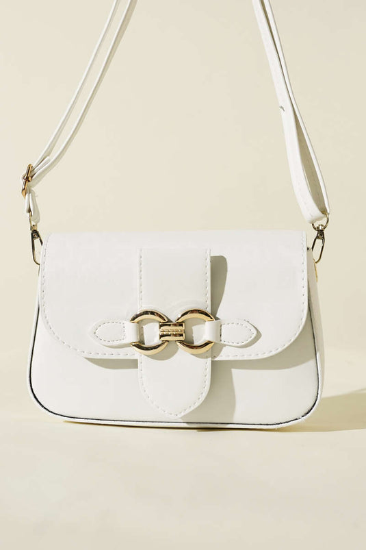 Yaldız Tokalı Kadın El Çantası Beyaz