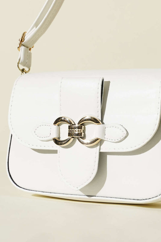 Yaldız Tokalı Kadın El Çantası Beyaz