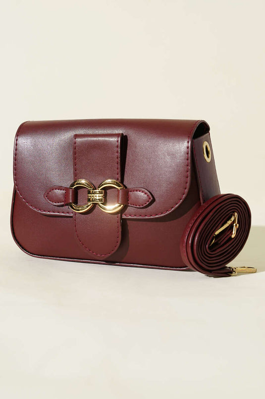 Yaldız Tokalı Kadın El Çantası Bordo