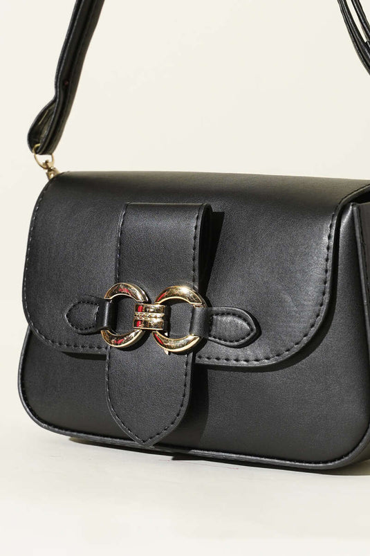 Yaldız Tokalı Kadın El Çantası Siyah