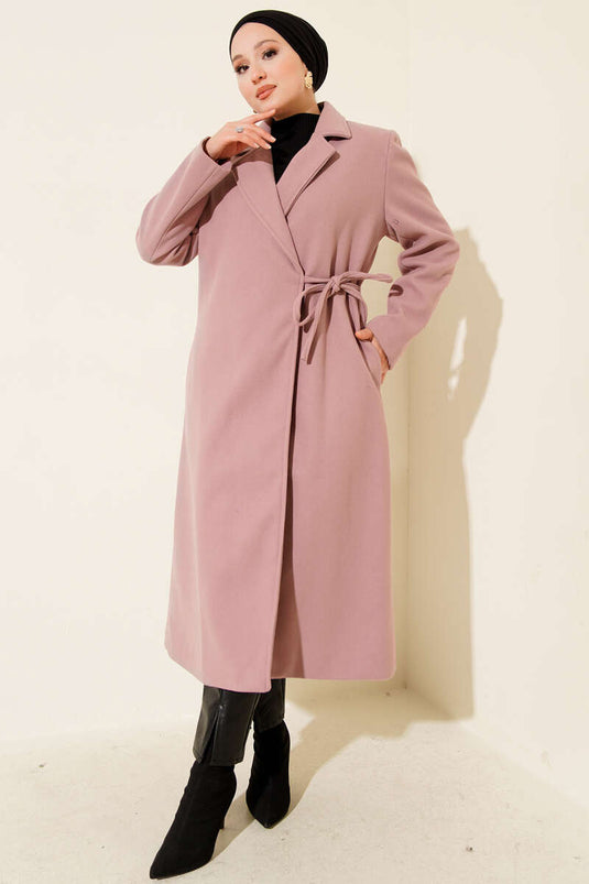 Side Tied Cashmere Coat Powder