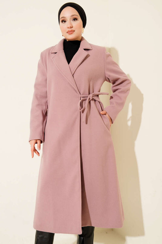 Side Tied Cashmere Coat Powder