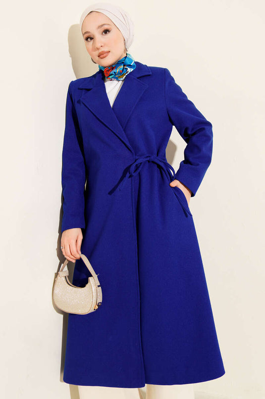Side Laced Cashmere Coat Saxe