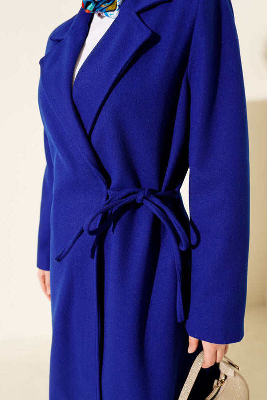 Side Laced Cashmere Coat Saxe