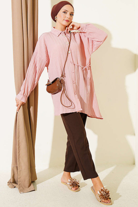 Roze Gestreepte Shirt Met Bindeband