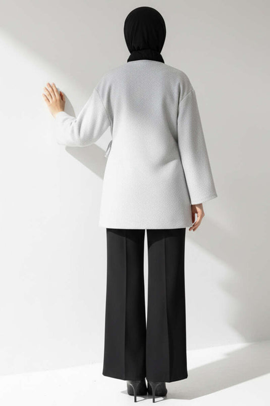 Veste en cachemire à nouer sur le côté grise