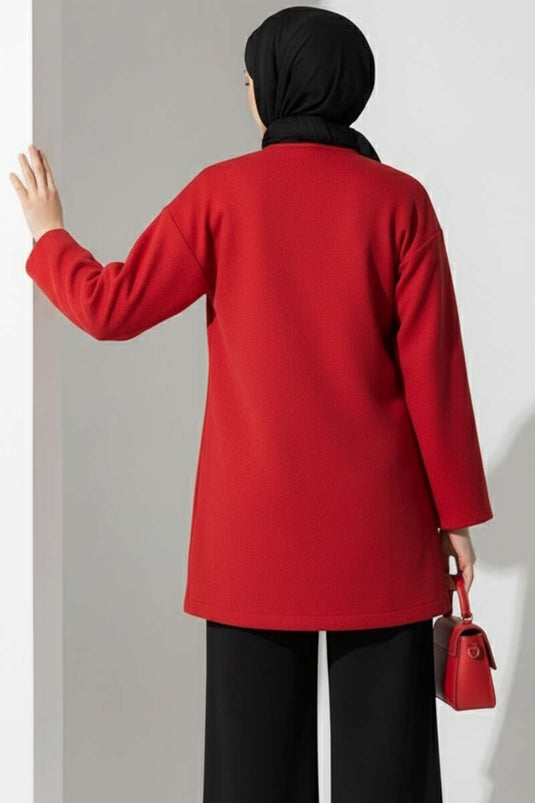 Veste en cachemire à nouer sur le côté rouge