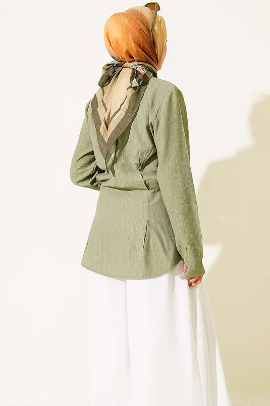 Chemise Plissée Latérale Vert Menthe
