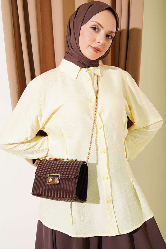 Chemise Plissée Latérale Jaune